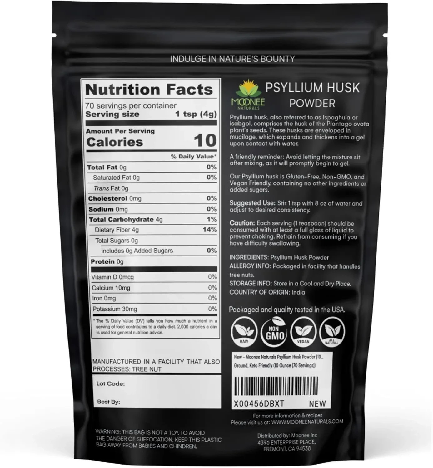 Psyllium Husk Powder (10 OZ), Gluten Free, Non GMO, Finely Ground, Keto Friendly