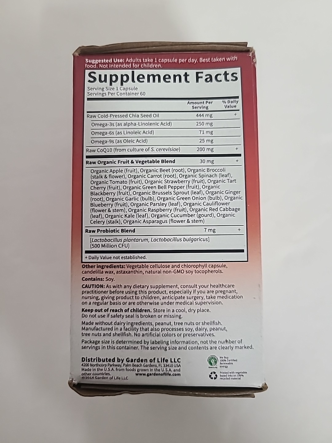 (Lot Of 2) Garden of Life Raw CoQ10 200 mg 60 Vegan Capsules Exp Date ( 10/2024)