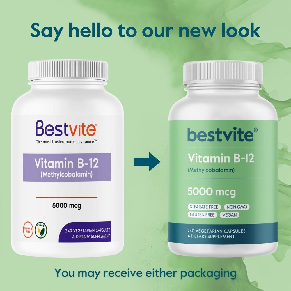 Bestvite Vitamin B12 (Methylcobalamin) 5000mcg (240 Vegetarian Capsules)