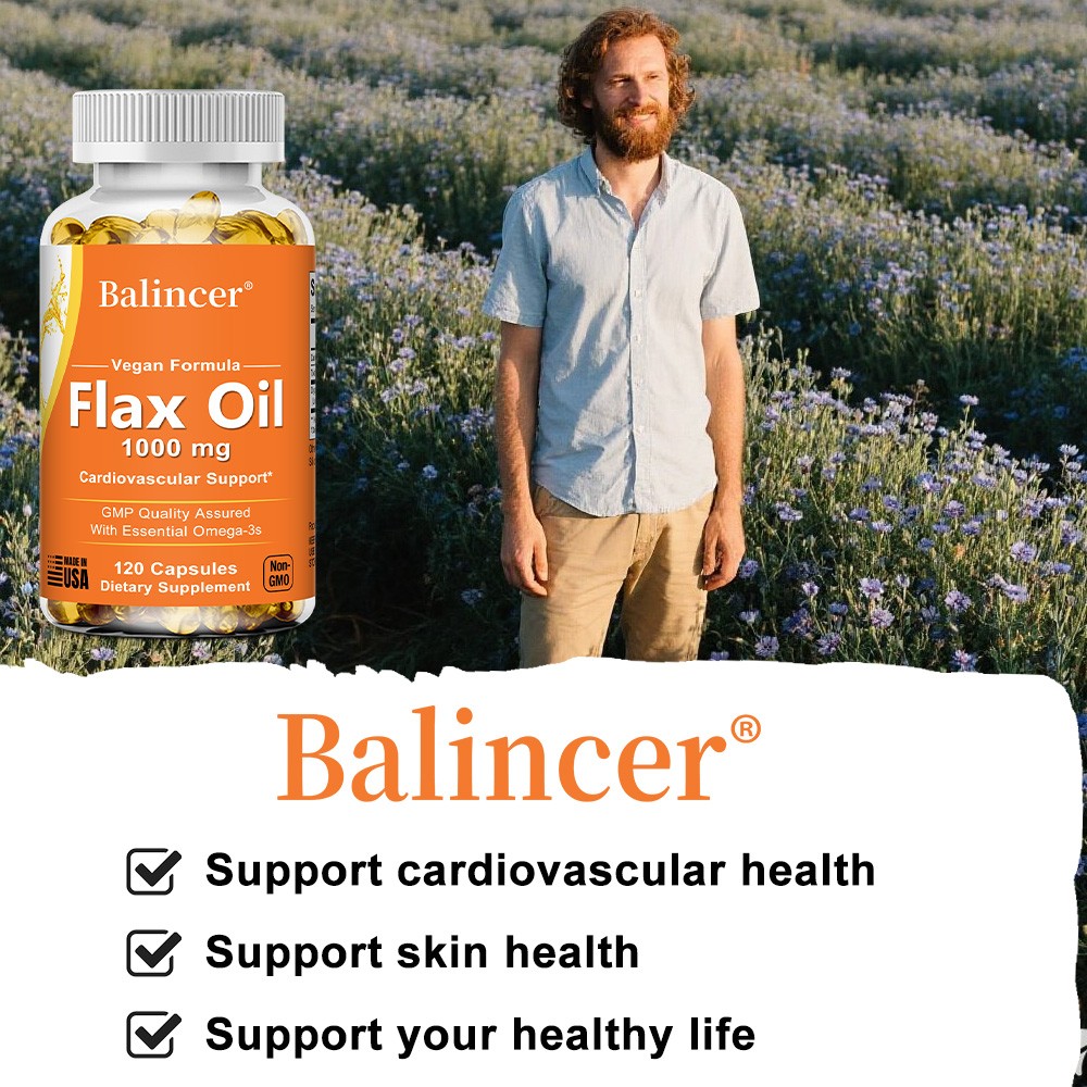 Flaxseed oil 1000mg capsules (30/60/120 pack) With Essential Omega-3s