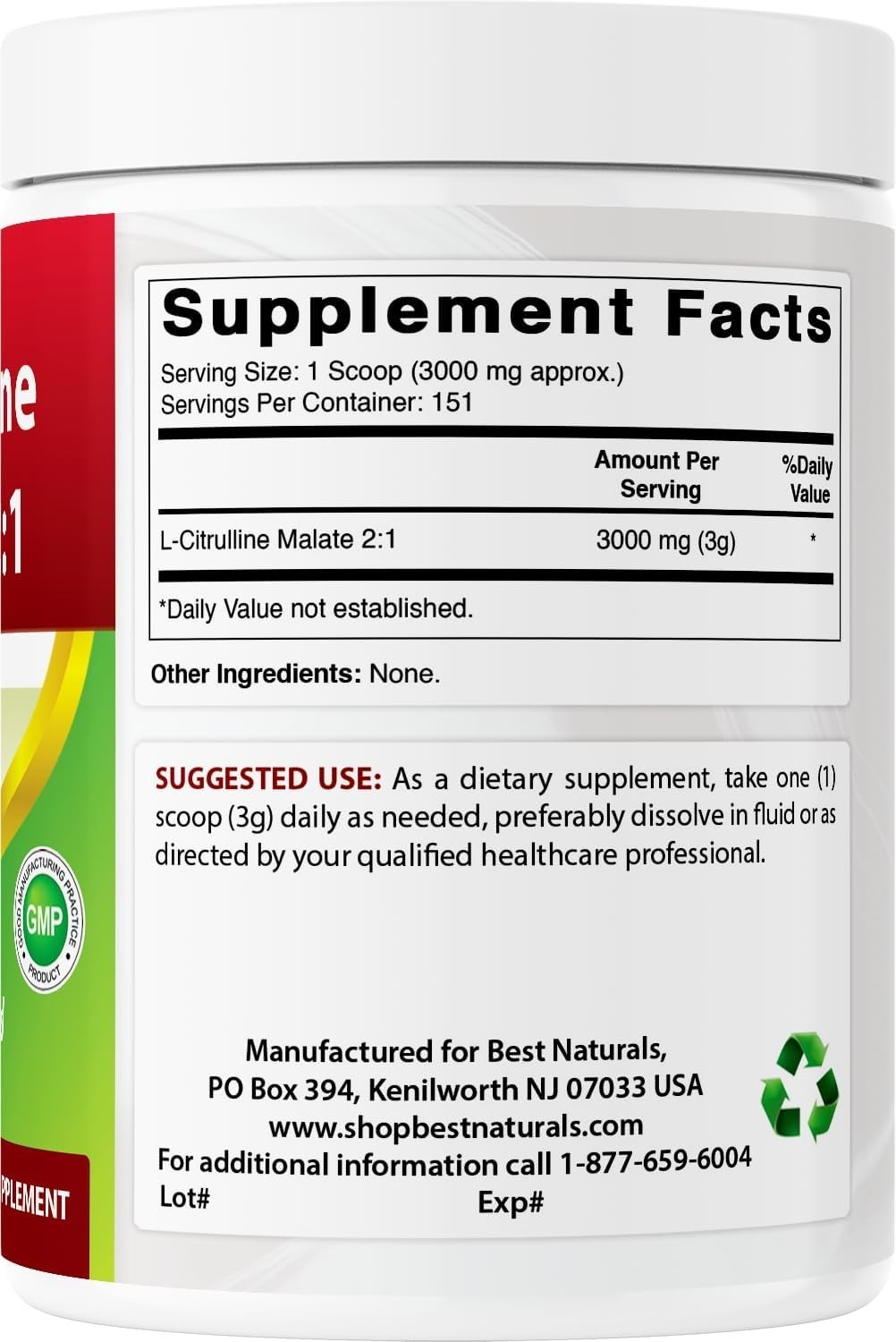 Versatile 2:1 L-Citrulline Malate Powder 1 lb – Perfect for Pre-Workout Mixing