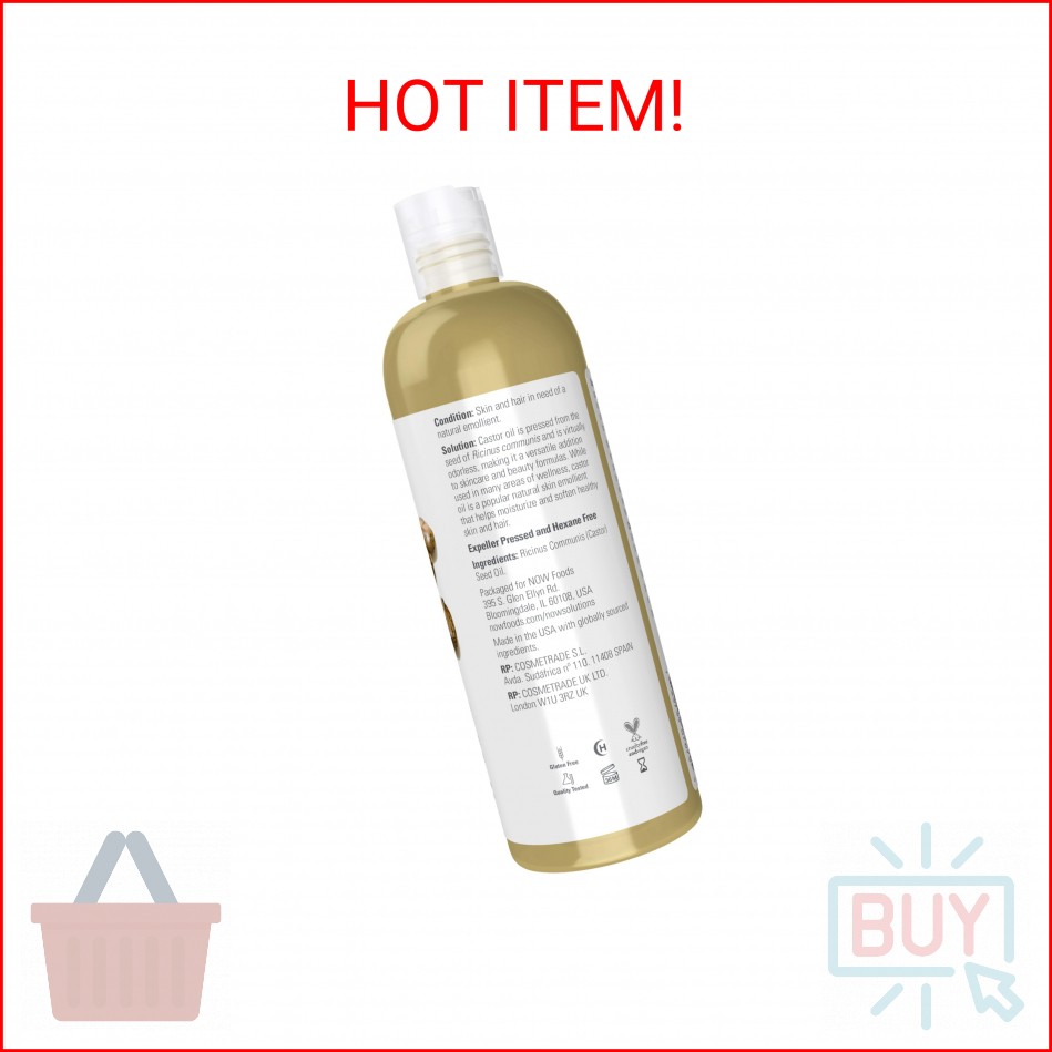 NOW Foods Solutions, Castor Oil, 100% Pure Versatile Skin Care, Multi-Purpose Sk