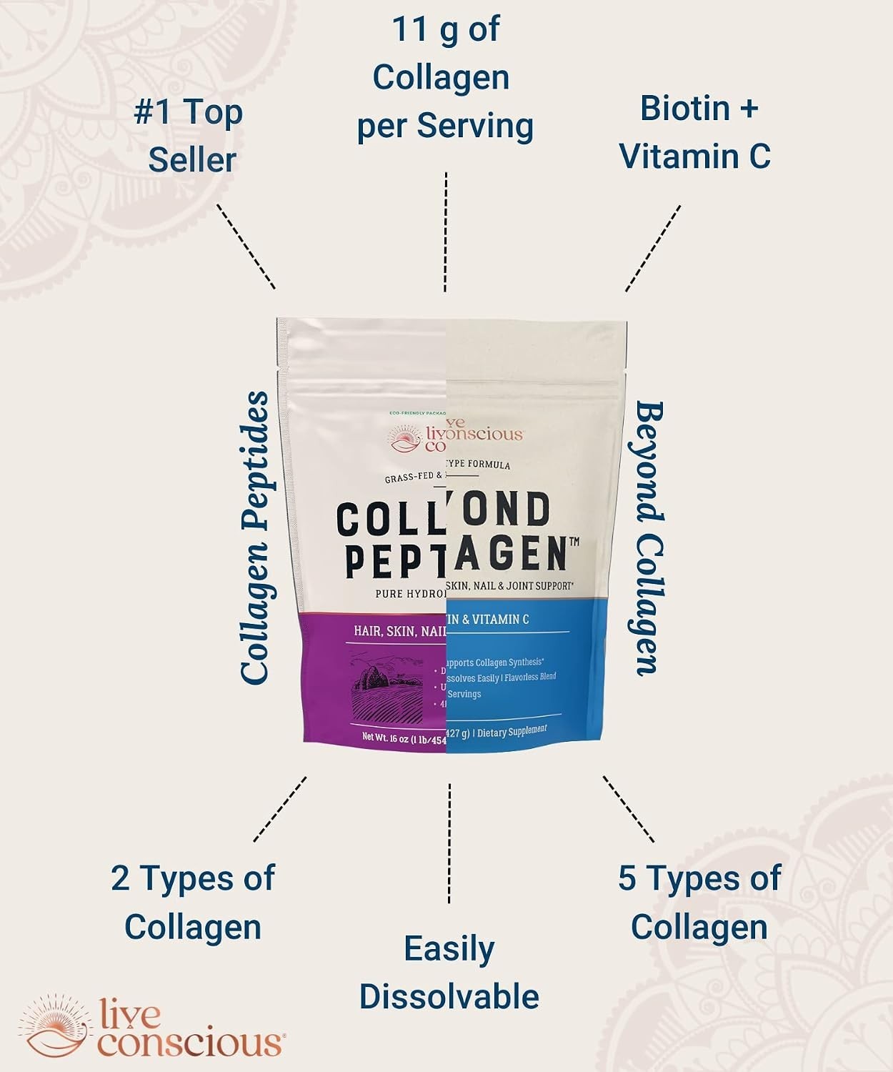 Hydrolyzed Collagen Powder — Keto & Paleo Friendly, Unflavored, 20 Servings
