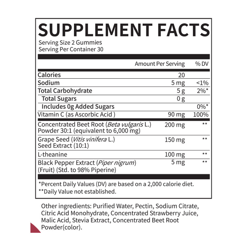 1-5X Beet Root 60 Gummies Capsules for Circulation & Natural Energy Boost