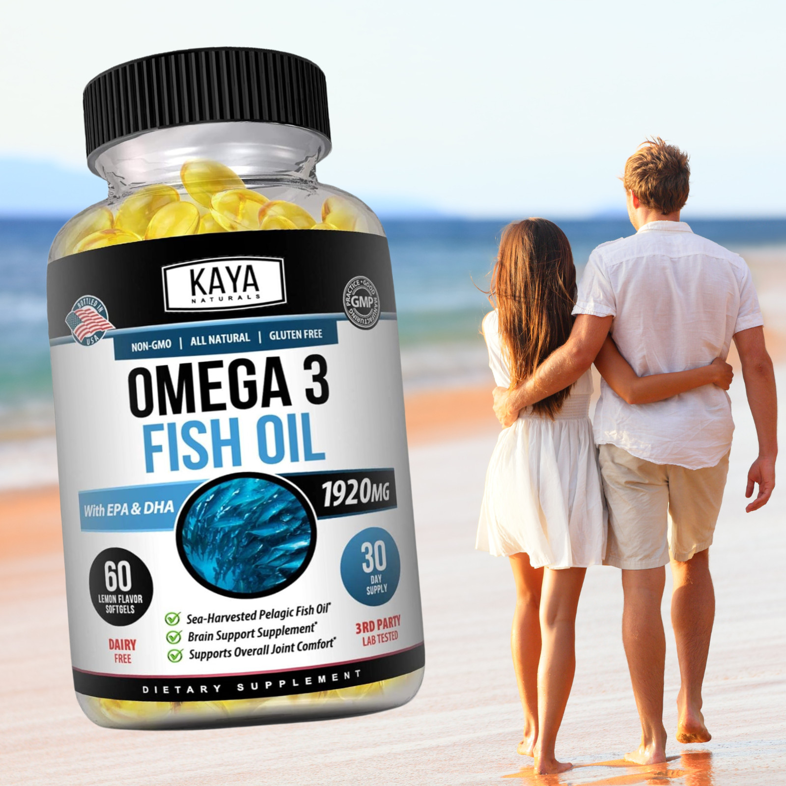 Omega 3 Gummies 60ct, Supports Joint Inflammation, Heart, Brain & Overall Health