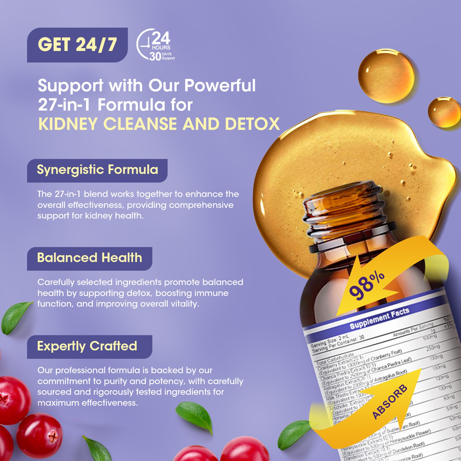 27-in-1 Kidney Cleanse Detox & Repair Drops Urinary Tract And Liver Cleanse