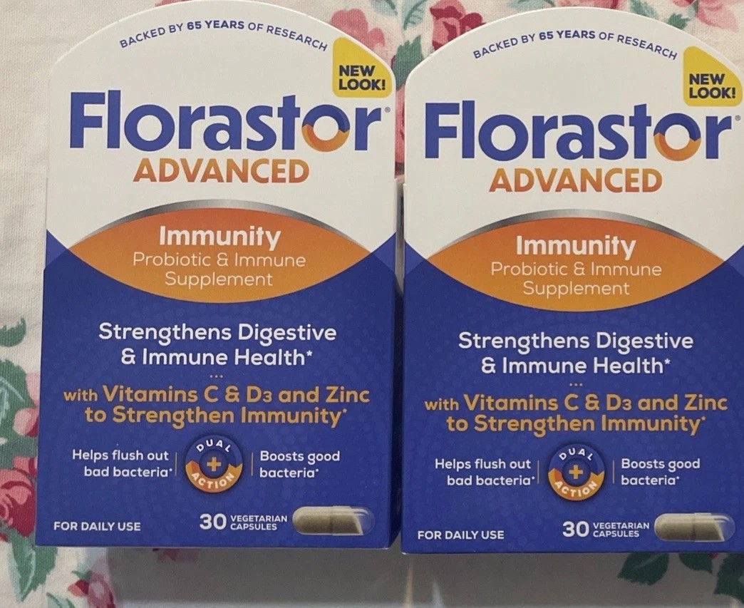 2~Florastor ADVANCED IMMUNITY Probiotic & Immune supplement 30 capsule 7/27