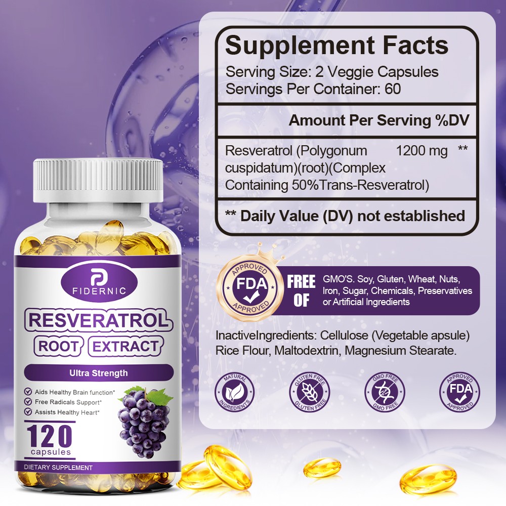 Resveratrol Extract 60 /120Capsules Heart Brain Wellness Support
