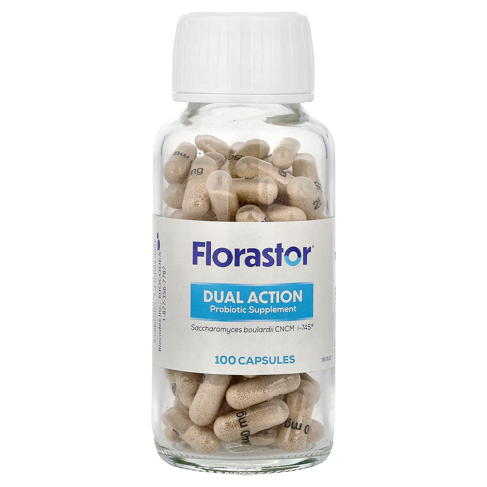 2 X Florastor, Dual Action Probiotic Supplement, 100 Vegetarian Capsules (250 m