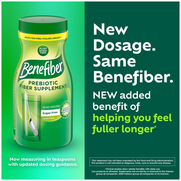 Benefiber Daily Prebiotic Fiber Supplement Powder, Unflavored, 28.9 oz.