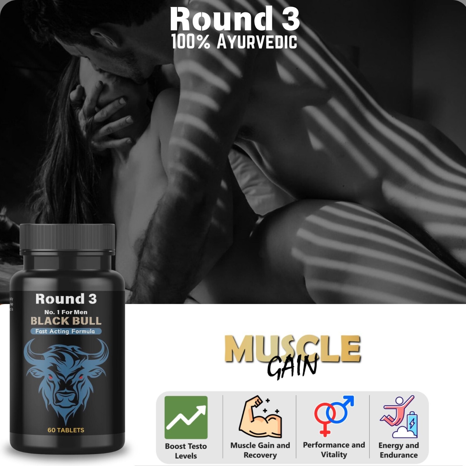 NEW . 60 Powerful Tablets Works Fast. 100% Ayurvedic Money Back Guaranteed