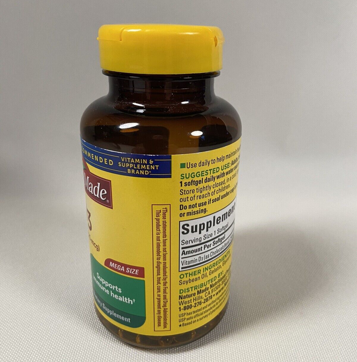 Nature Made Vitamin D3 1000 IU Dietary Supplement for Bone Teeth Muscle Health