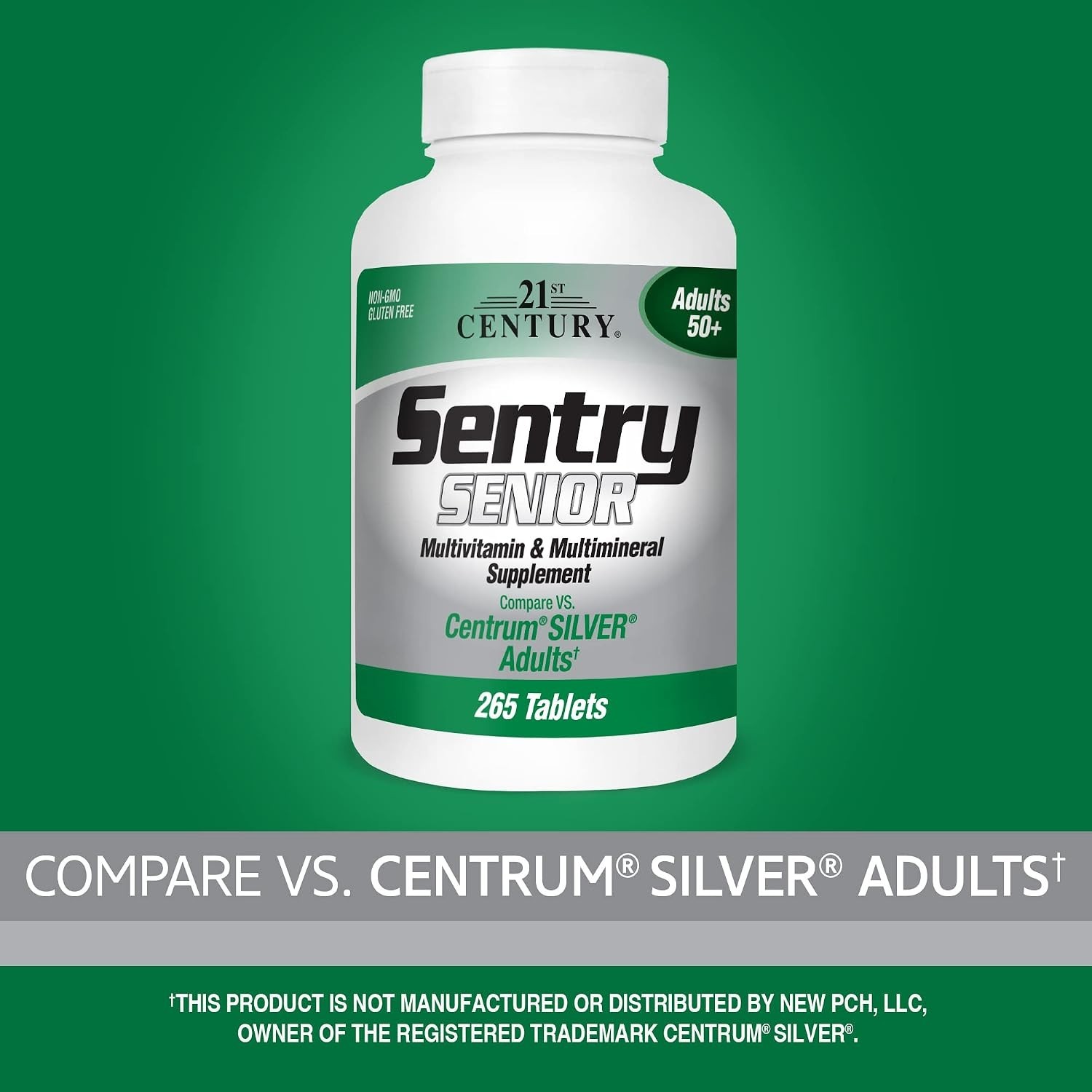 Economy Pack of 2 Sentry Senior Tablets, Gluten-Free Daily Vitamins for 9