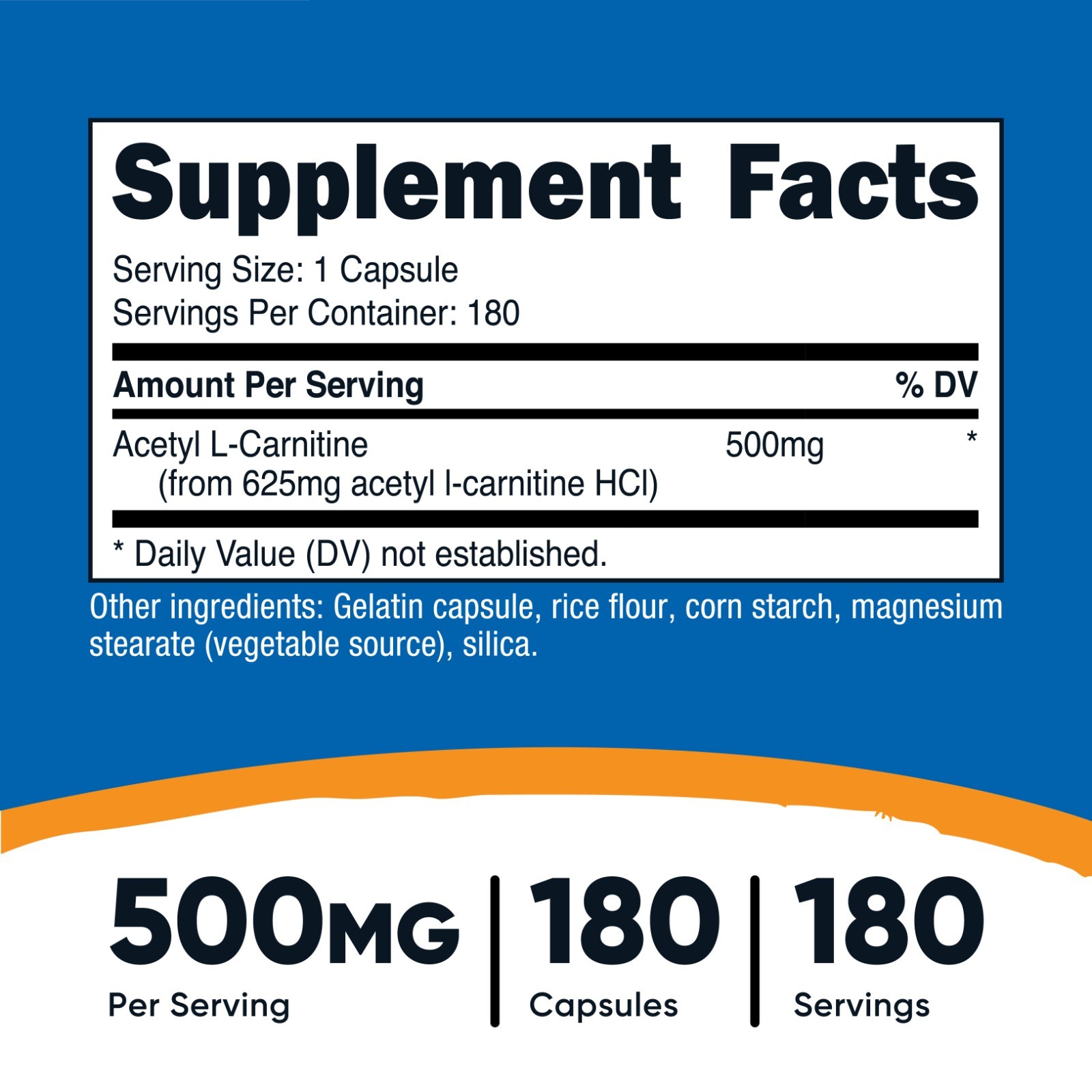 Nutricost Acetyl L-Carnitine 500mg, 180 Capsules – Non-GMO and Gluten Free