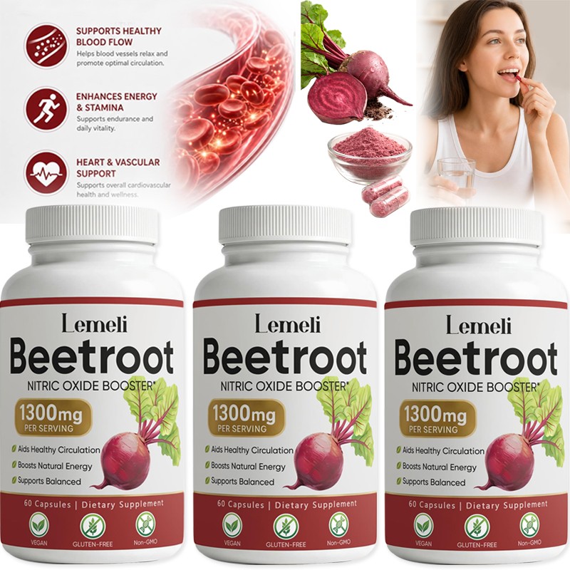3x Lemeli Beetroot – 1300mg, Lemeli Beet Root Supplement 60 Capsules