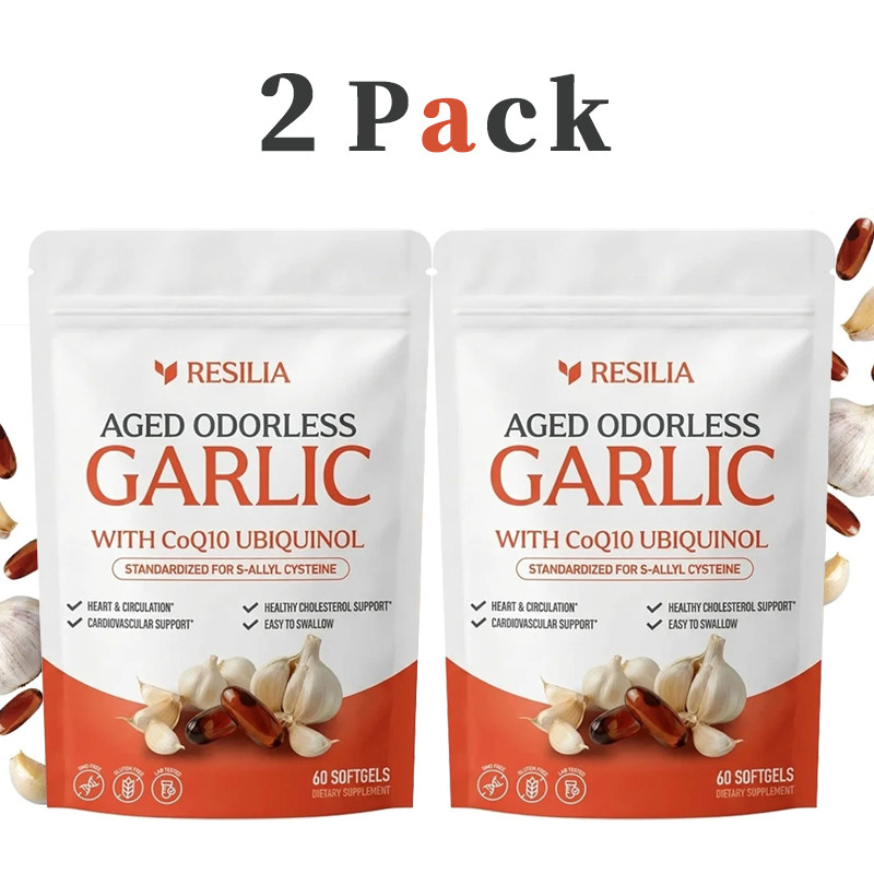 (2 Pack) Resilia Garlic Extract 1200mg Softgels – Odorless Aged Garlic Extra..