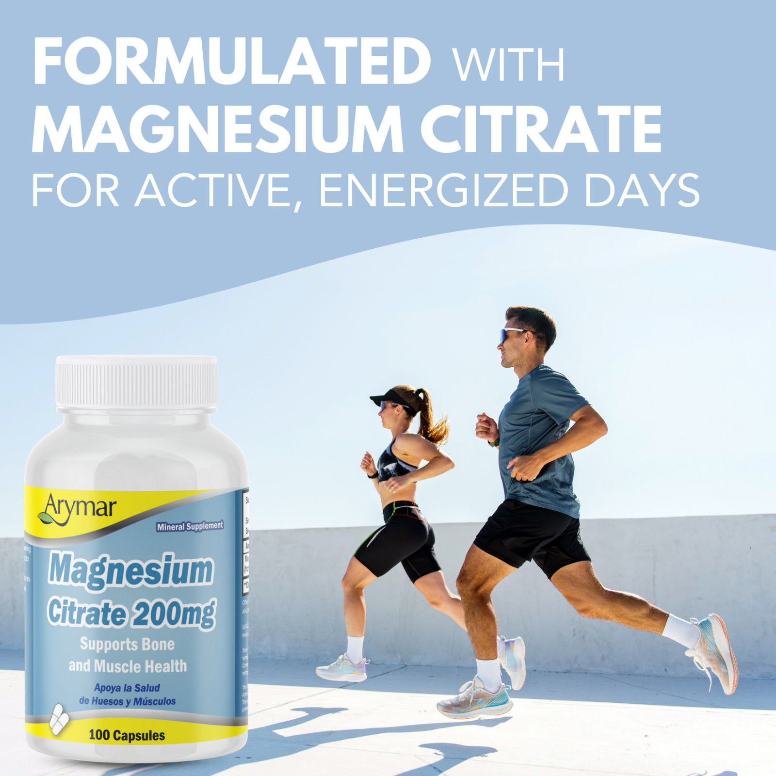 Arymar Magnesium Citrate 1250mg, 200mg Magnesium – 100 Capsules (3-Pack)