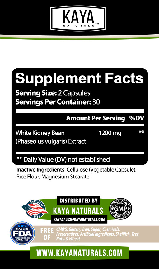White Kidney Bean Capsule, Fat & Carb Blocker, Appetite Suppressant, Weight Loss