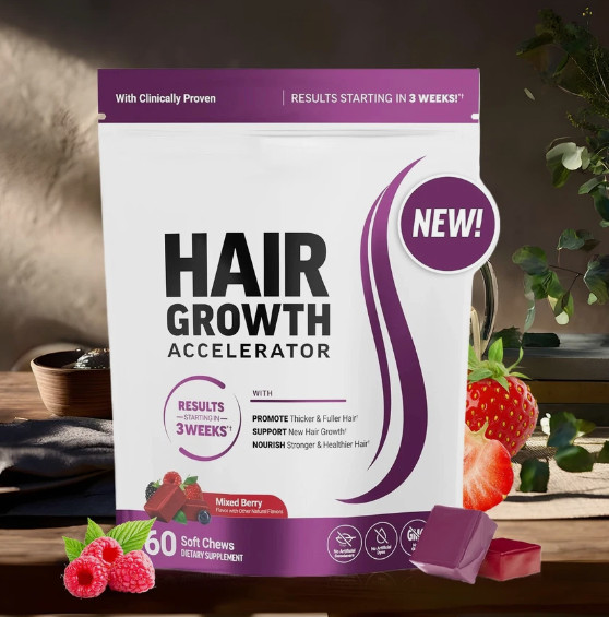 Hair Growth Accelerator Lustrav Soft Chews Mixed Berry 60 Count