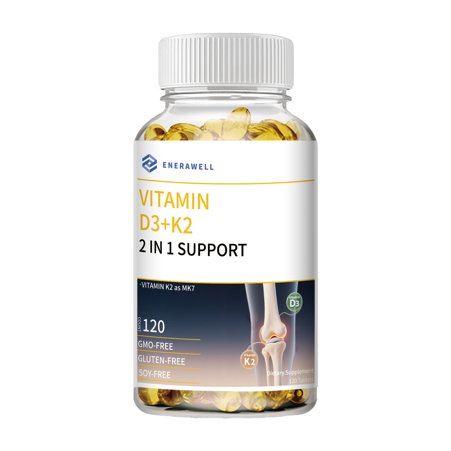 Vitamin D3 500 mcg + K2 10000mcg 120 Capsules Extra Strength D3 K2 02/07/2027