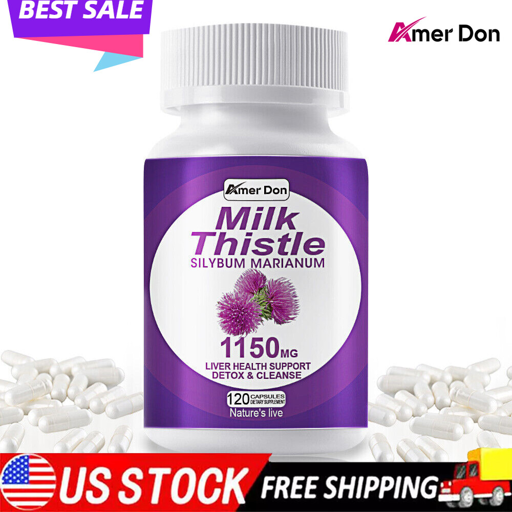 Milk Thistle (Silymarin) Extract 1150 mg liver cleanser liver detox cardio 120Pc