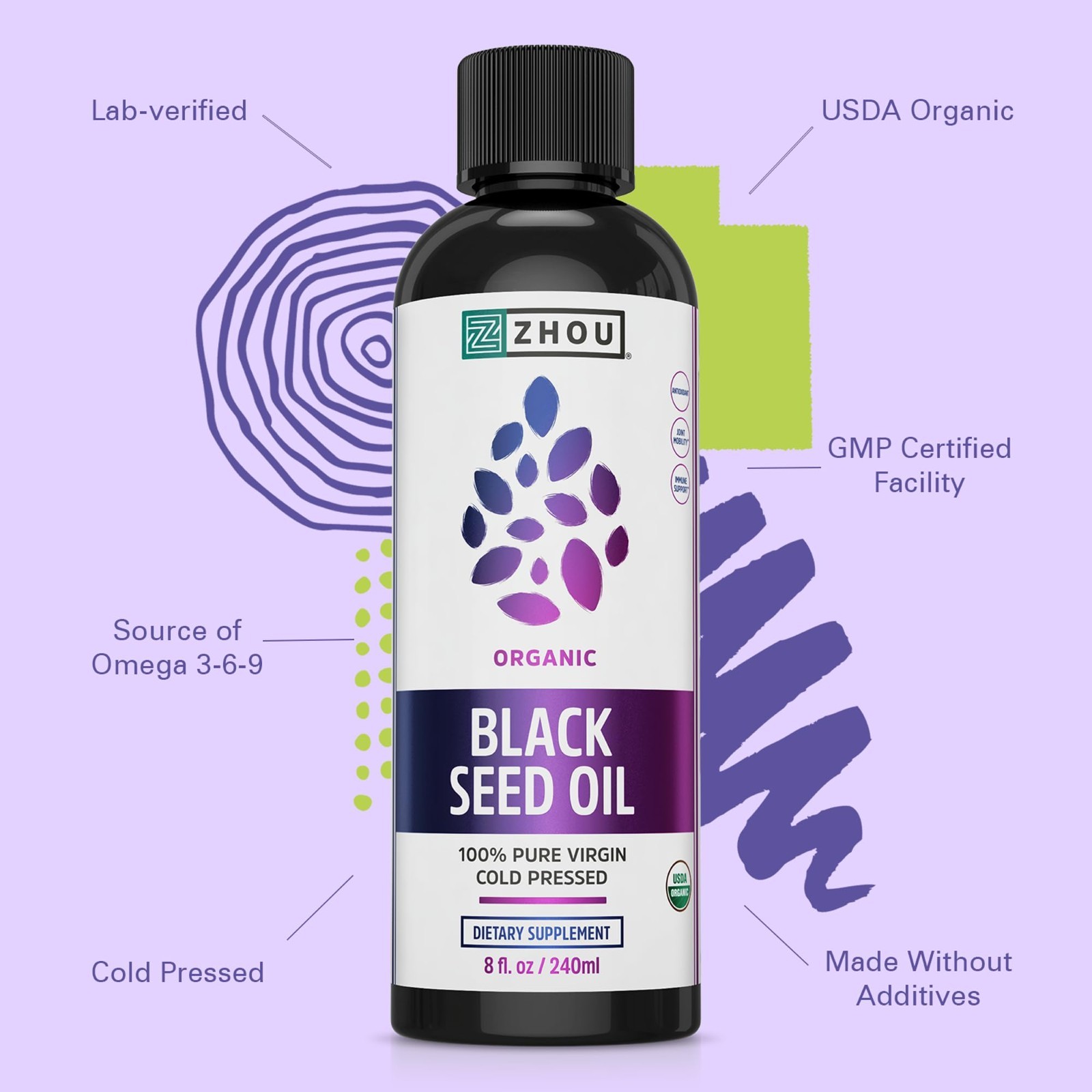 Pure Cold Pressed Black Seed Oil | Unrefined Black Cumin Supplement, Thymoquinon