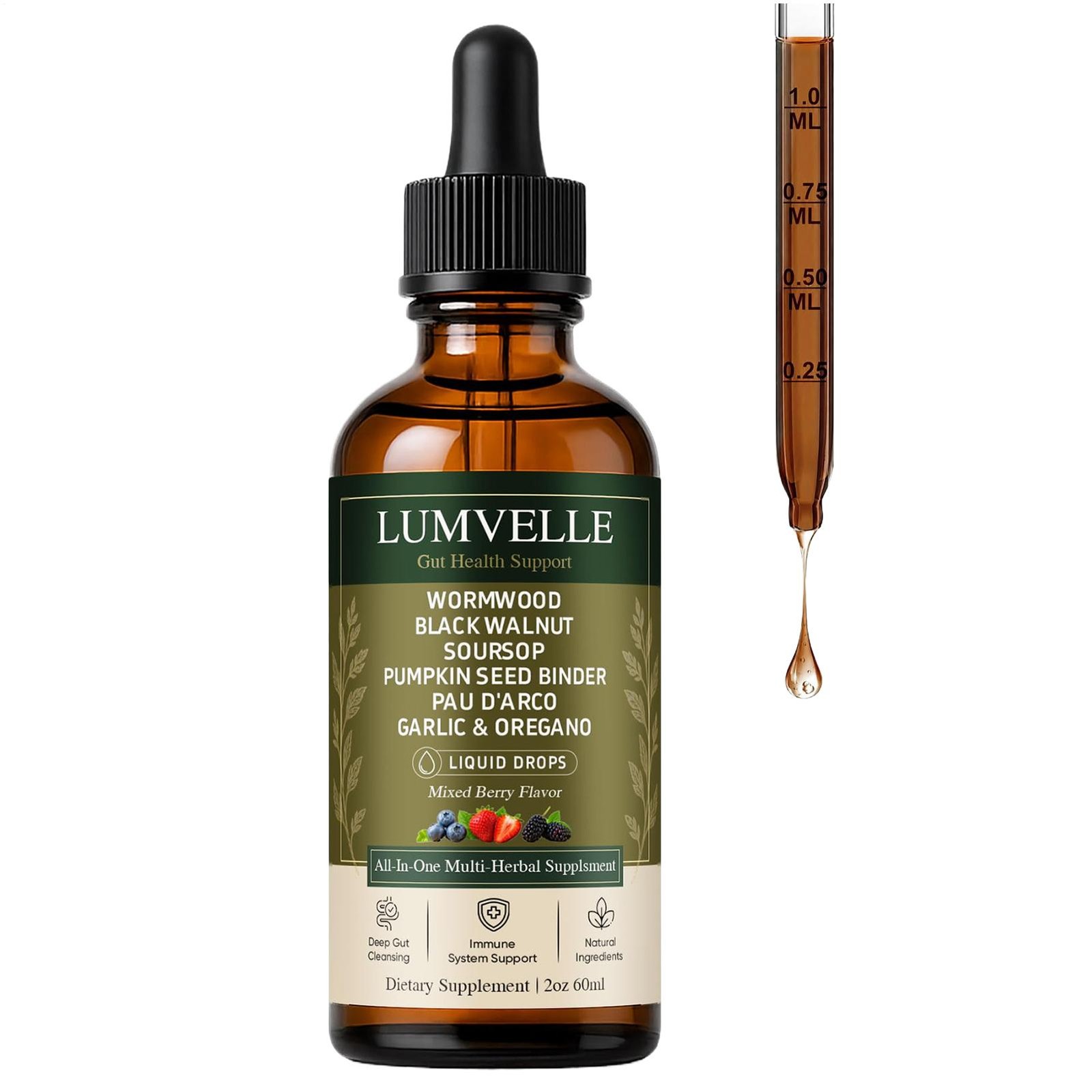 LUMVELLE Wild Harvested Wormwood Herbal Liquid Botanical Supplement Drops 60ml