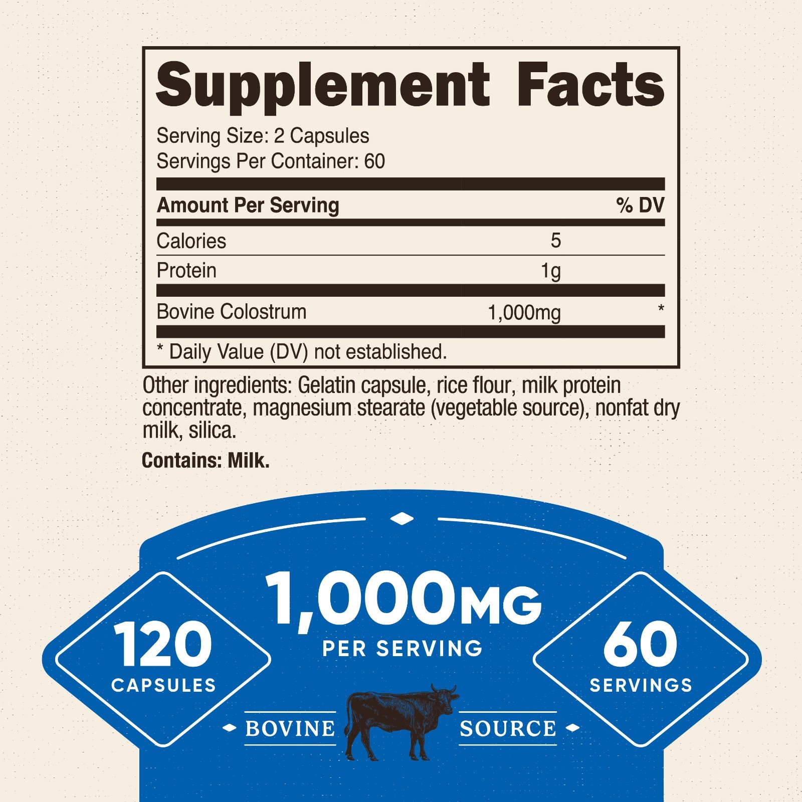 Nutricost Colostrum Capsules 500mg, 120 Capsules – Gluten Free, Non-GMO