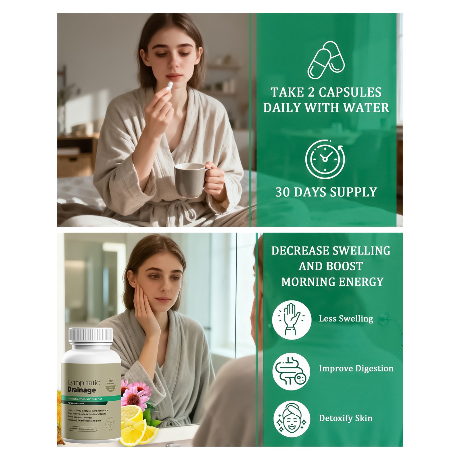 Lymphatic Sculptique Drainage Capsules , New Maximum Potency Formula , 60 Capsul