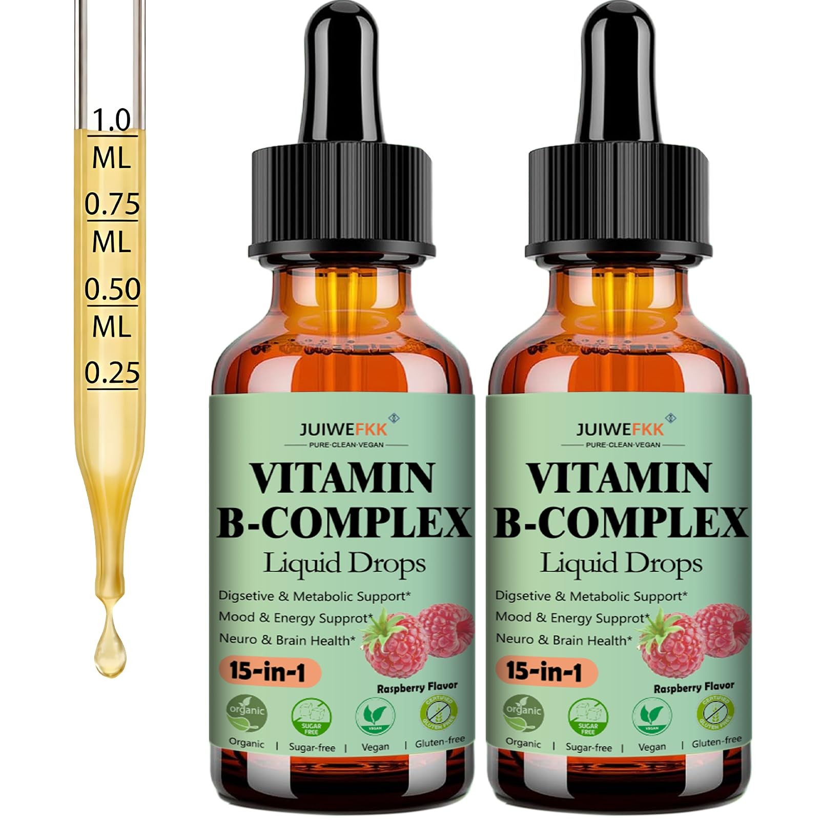 2 Pack Vitamin B Complex Liquid Drops for Women Men & 1 Fl Oz (Pack of 2)