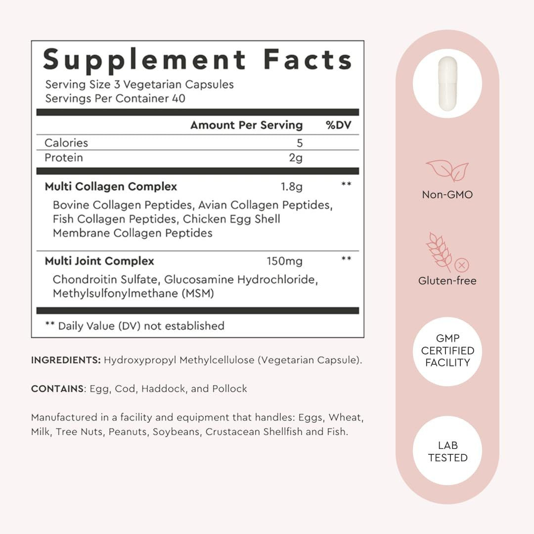 Alaya Naturals Hydrolyzed Multi Collagen Peptides 120 Count (Pack of 1)