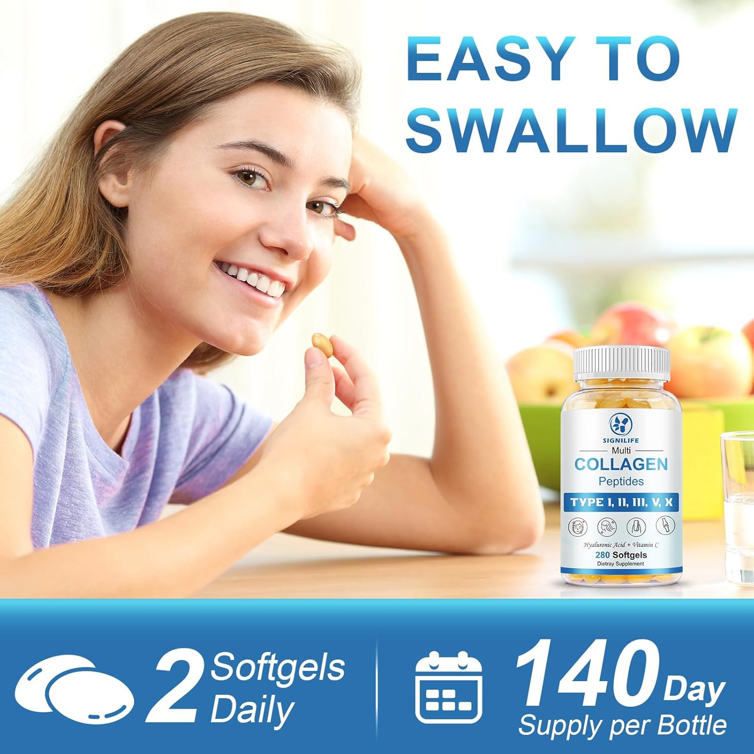 SIGNILIFE Multi Collagen Peptides for Women & Men, Hydrolyzed Collagen Peptides-