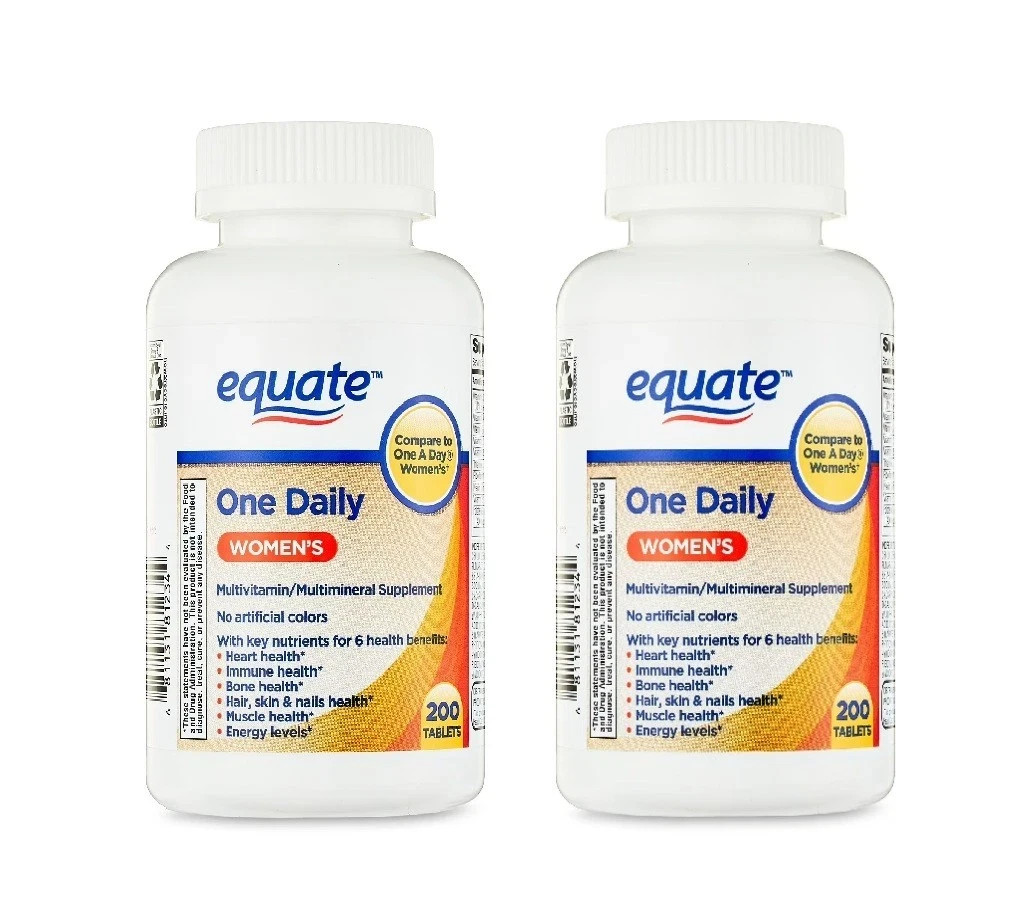 Equate One Daily Women’S Tablets Multivitamin/Multimineral Supplement,200 ct 2PK