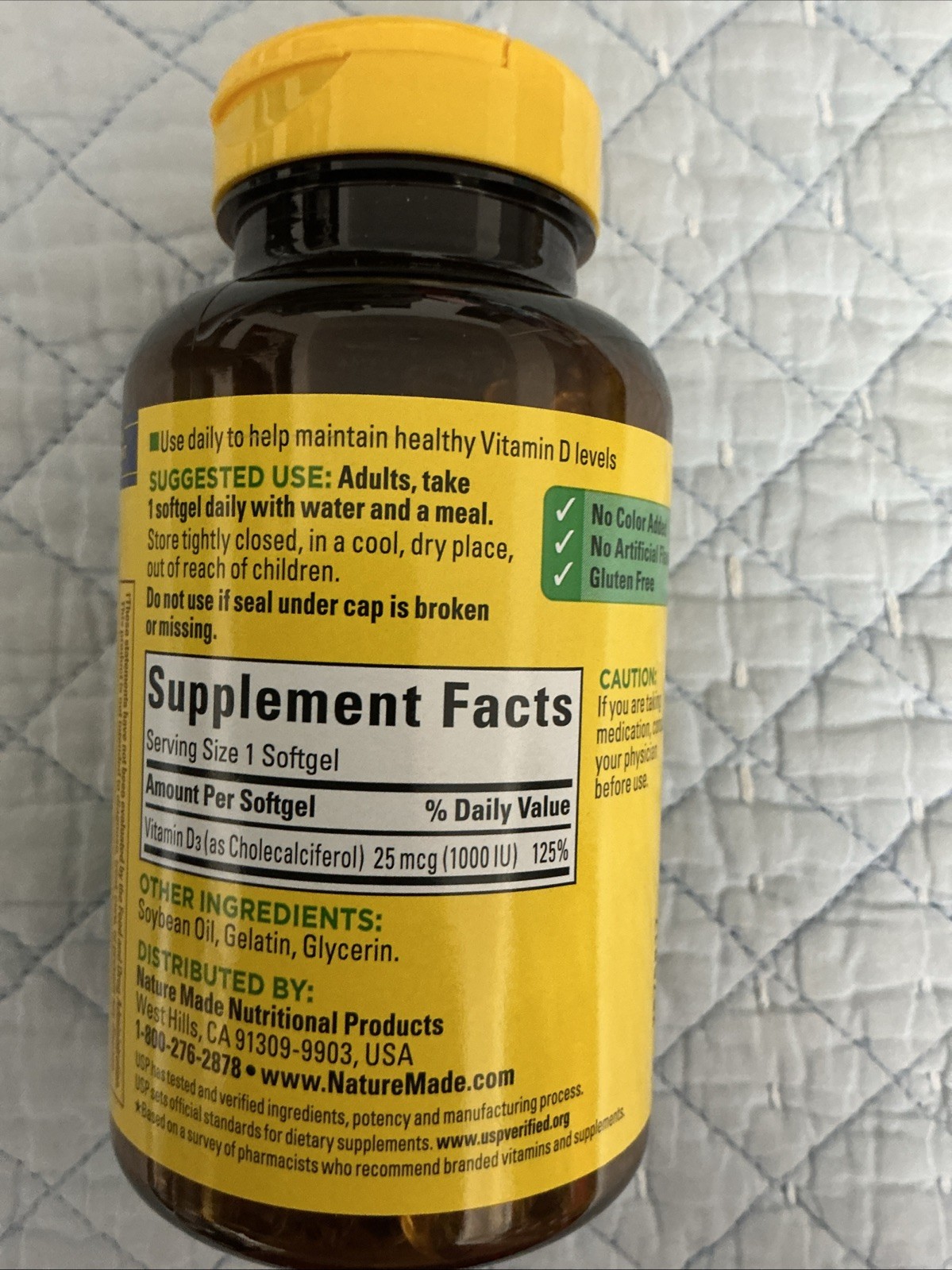 NEW Nature Made Vitamin D3 1000 IU(25 mcg)Bones Teeth Immune Health 300 Softgels