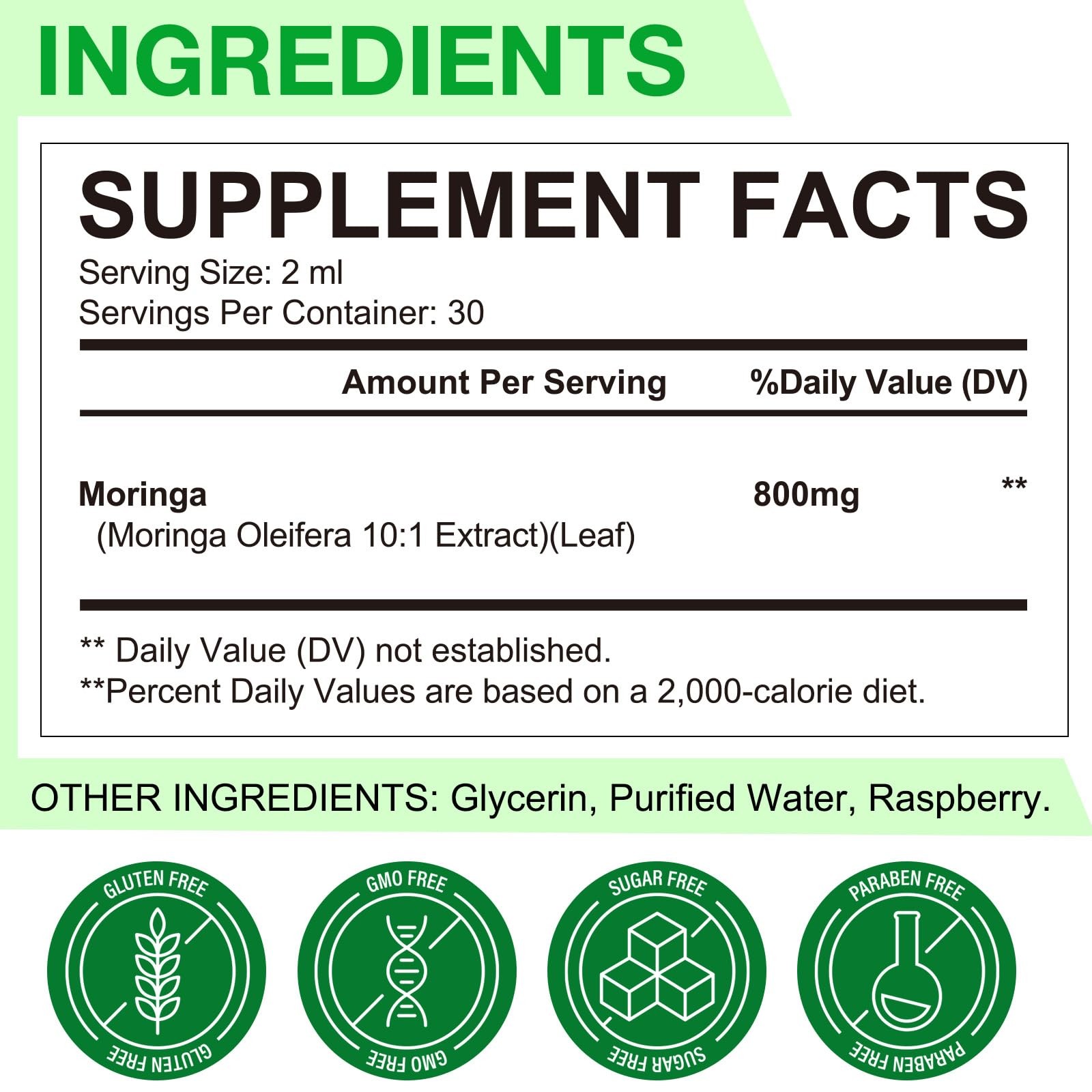 Pure Moringa Oleifera Liquid Drops for Energy,Organic 2 Fl Oz (Pack of 1)