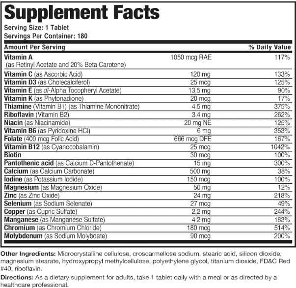 Women’s 50+ Complete Multivitamin Multimineral Daily Wellness Energy Support