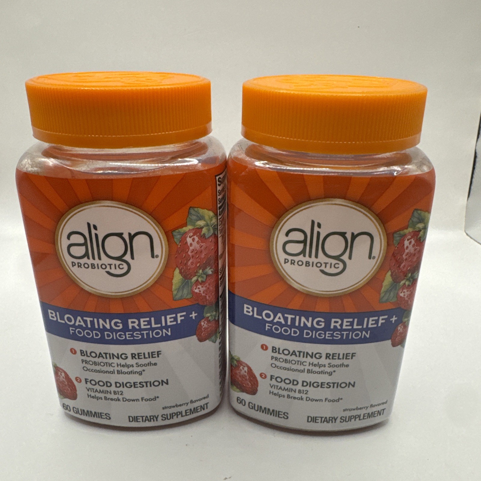Lot (2) Align Probiotic Bloating Relief + Food Digestion 60 Gummies Exp 10/25+