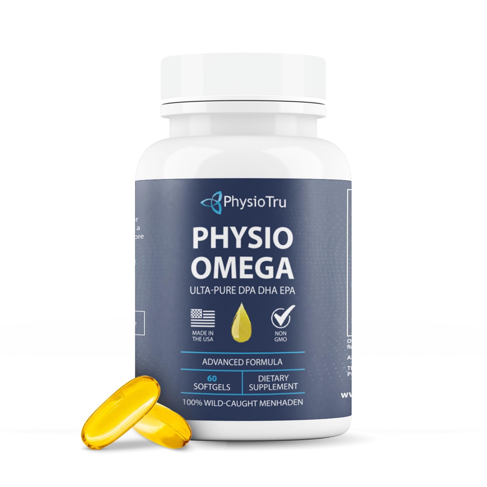 Physio Omega 3 DPA, DHA, EPA Wild Caught Pure Menhaden Fish Oil Supplement, 60