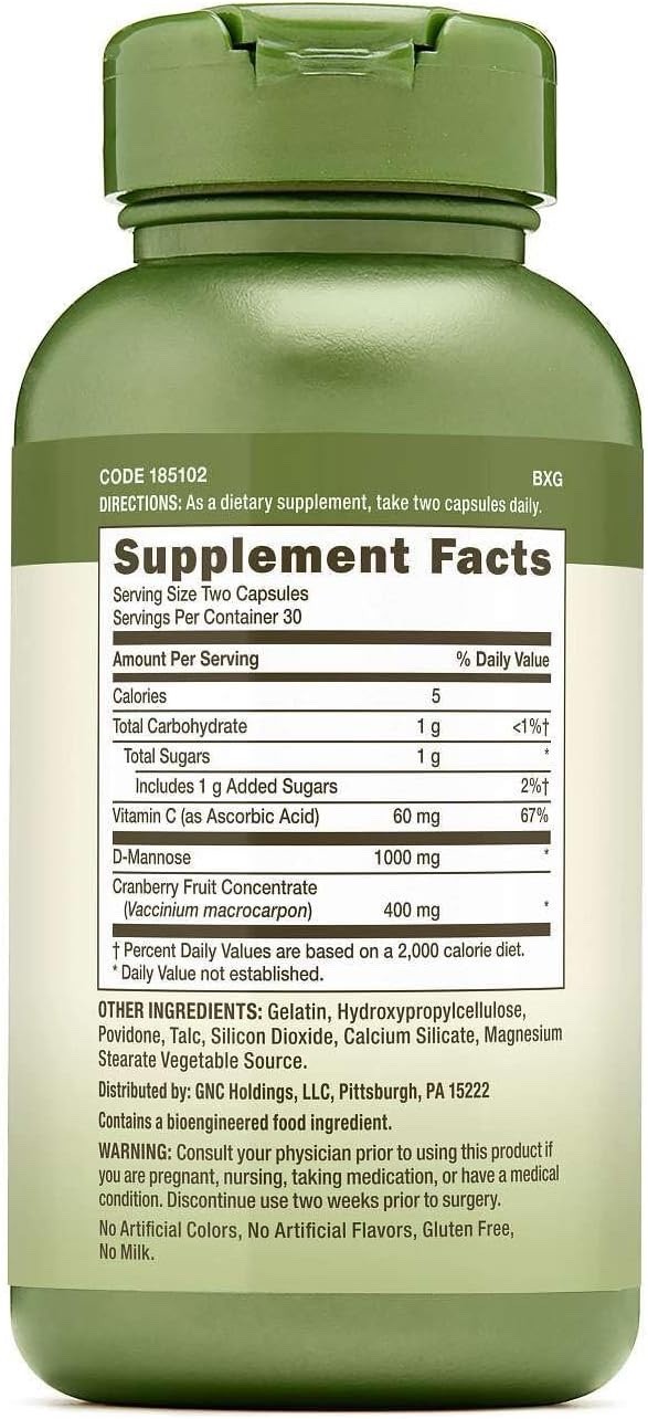 GNC Herbal Plus Cranberry D-Mannose, 60 capsules – Exp 06/2028