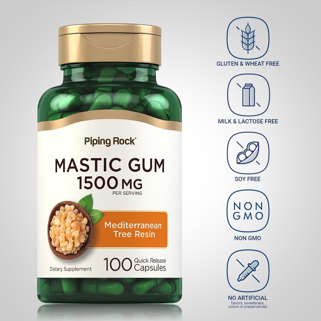 Mastic Gum Capsules 1500mg | 100 Count | Mediterranean Tree Resin | Non-GMO, …