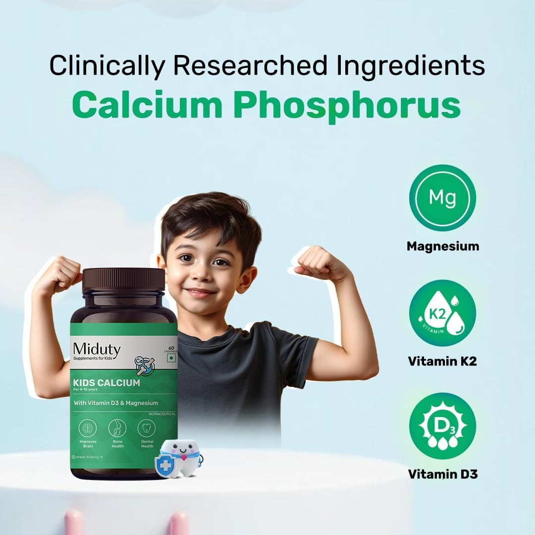 3x Midu.ty Kids Calcium D3 K2 Magnesium 60 Chewables