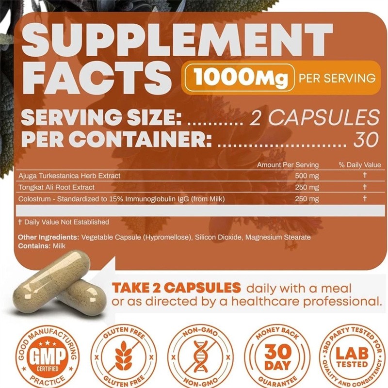 Turkesterone 1000 Mg Natural Capsules Supplement Muscle Growth & Recovery 60 Pcs