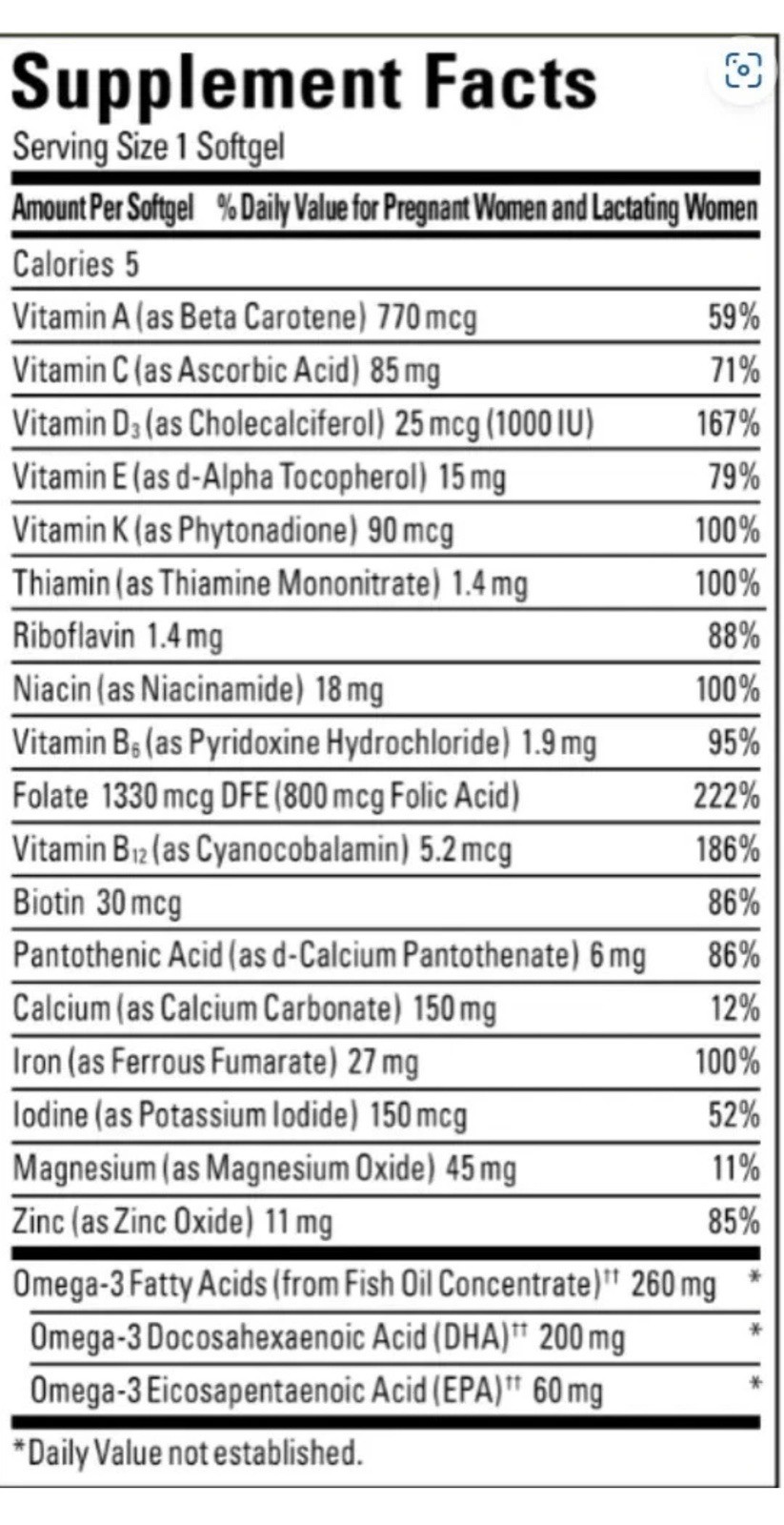 Nature Made Prenatal Multi Vitamin + DHA, 200 mg DHA, 150 Softgels