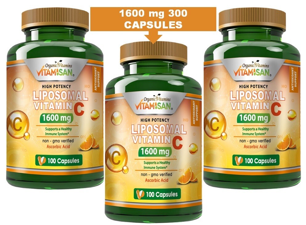 3 Vitamin C Vitamina Super HIgh Potency 1600 Liposomal 300 caps Support Immune S