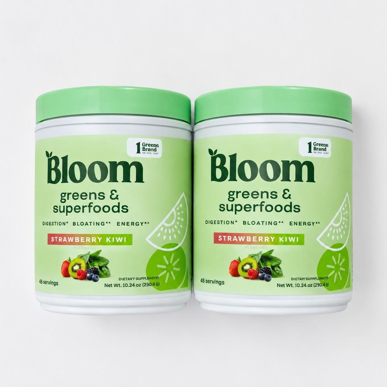 2PK Bloom Nutrition Greens & Superfoods Powder 10.24 Oz EA Strawberry Kiwi