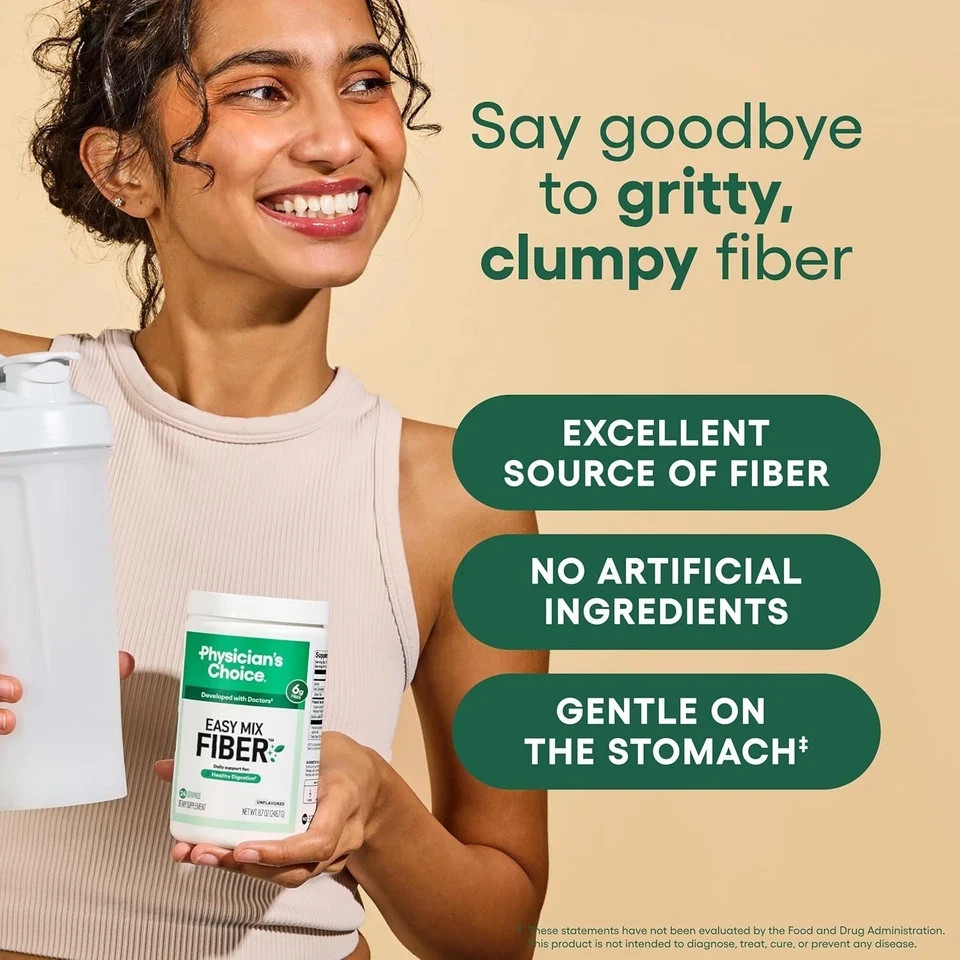 Physician’s CHOICE Easy Mix Fiber for Digestive Health & Regularity – No Grit, S
