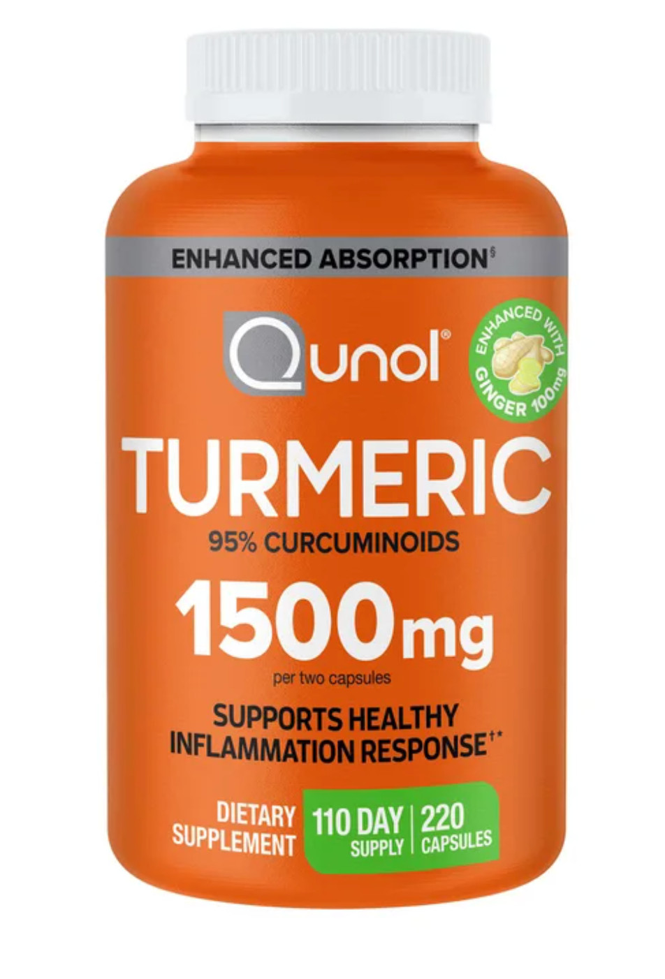 Qunol Turmeric Curcumin 1500mg 220 Capsules Enhanced Absorption
