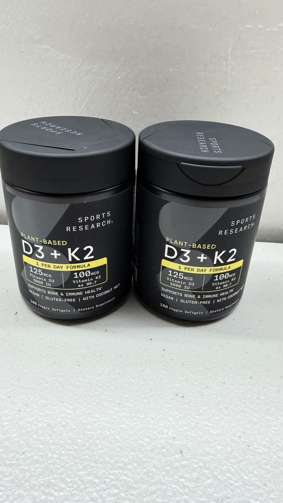 2- Pack Sports Research D3 + K2, 160 Veggie Softgels