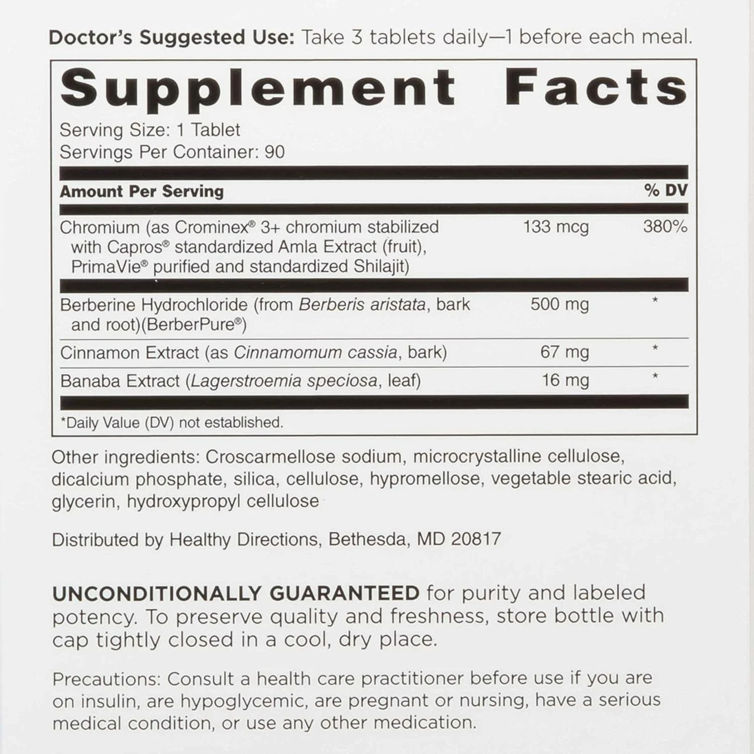Doctors Preferred GlucoGold with Berberine, Cinnamon & Chromium Support 90 Tab