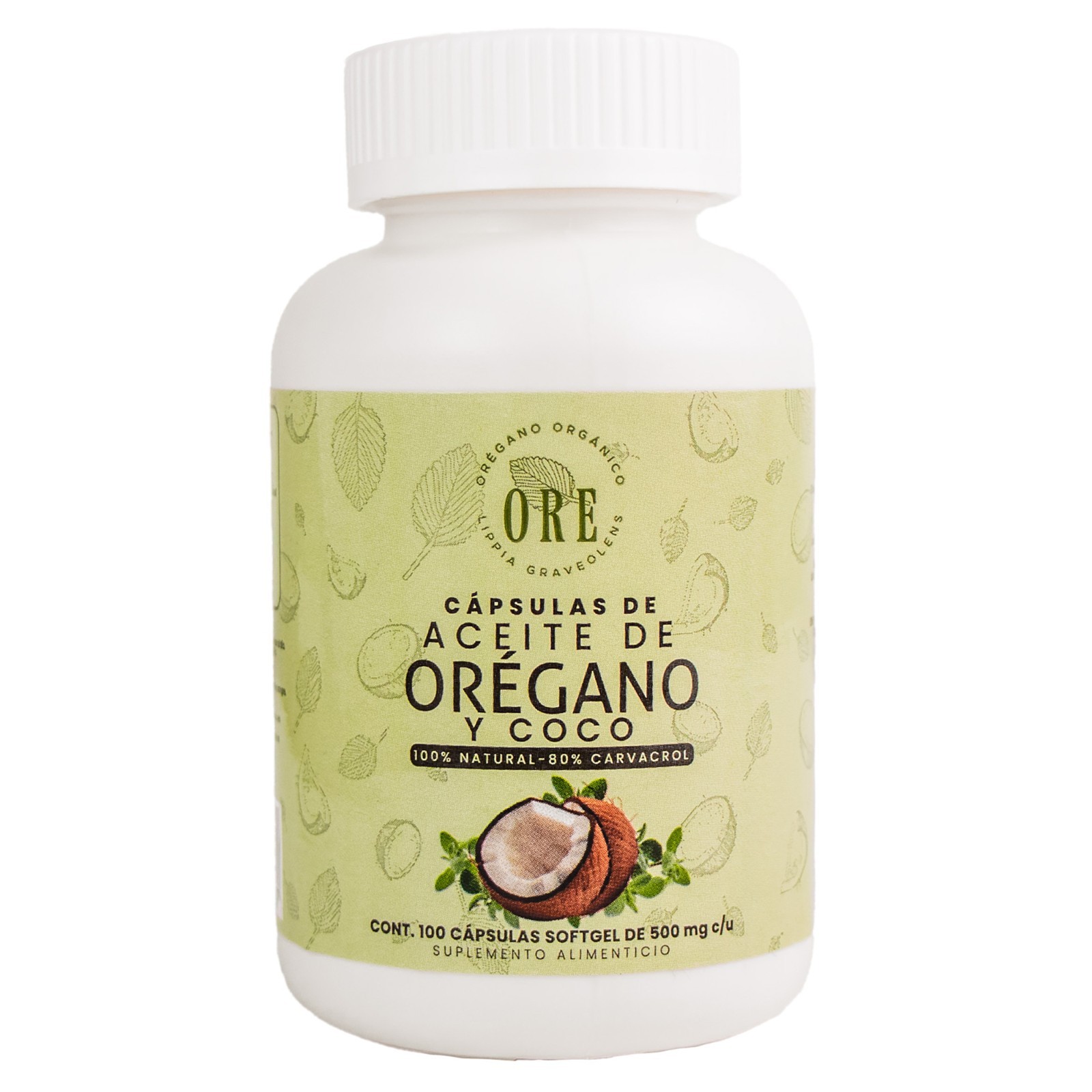 Oregano Oil Capsules with Coconut Oil (100 Count) – 80% Carvacrol by ORE Oregano